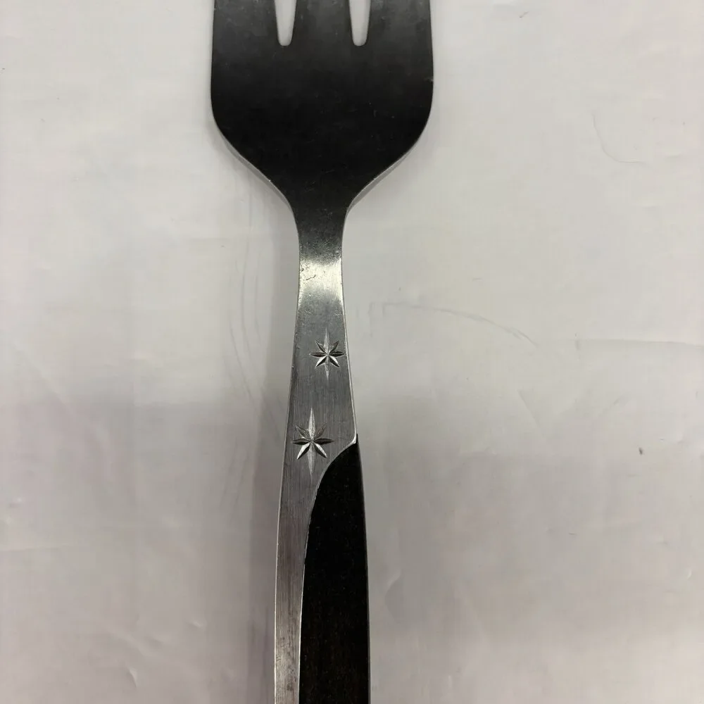 Vintage Mar-Crest Ebony Elegance (Stainless) Atomic Starburst Japan Serving Fork